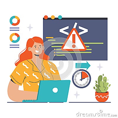 DevOps. Software development methodology. Software development Vector Illustration