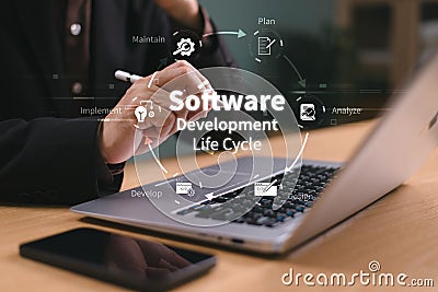 DevOps software development and IT operations concept Stock Photo