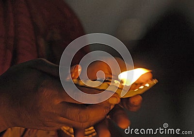 Devotee at Menakshi Temple Madurai Stock Photo