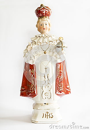 Devotional items - vintage porcelain figurine of Jesus Stock Photo