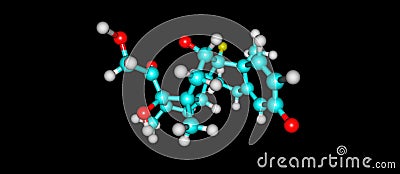 Dexamethasone molecular structure isolated on black Cartoon Illustration