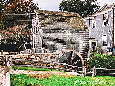 The Dexter Grist Mill in New England Sandwich Stock Photo