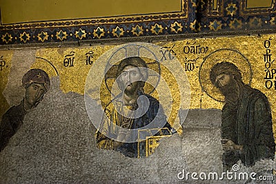 DeÃ«sis mosaics Hagia Sophia Stock Photo