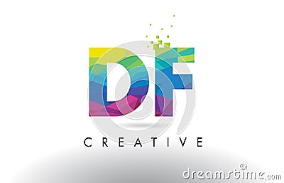 DF D F Colorful Letter Origami Triangles Design Vector. Vector Illustration