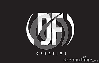 DF D F White Letter Logo Design with Black Background. Vector Illustration