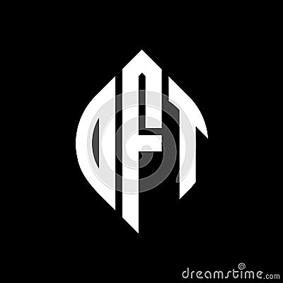 DFT circle letter logo design with circle and ellipse shape. DFT ellipse letters with typographic style. The three initials form a Vector Illustration