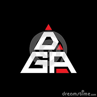 DGA triangle letter logo design with triangle shape. DGA triangle logo design monogram. DGA triangle vector logo template with red Vector Illustration