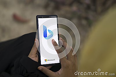 Dhaka, Bangladesh - 26 December 2023: Bing logo seen displayed on a smartphone. Editorial Stock Photo