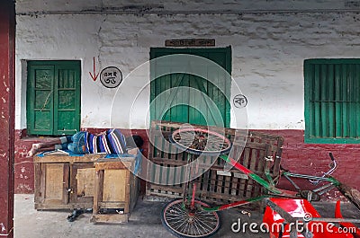 Dhaka, Bangladesh - 11.07.2021: Helpless poor hungry man lying on an empty railway station during corona lock down in bangladesh Editorial Stock Photo