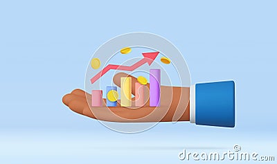 3dhand hold a money grow concept. Vector Illustration