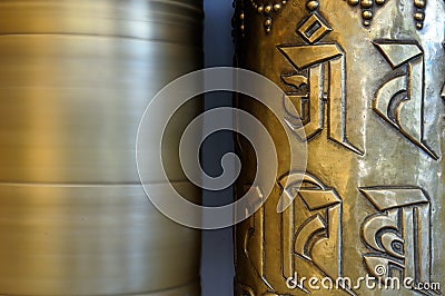 Dharamsala, Kalaczakra temple, Buddhist prayer wheel Stock Photo