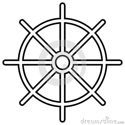 Dharmachakra. Wheel of Dharma - a symbol of Buddhism and Hinduism flat vector icon for apps and websites Stock Photo