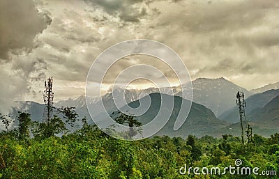 Dhauladhar Mountains, Kangra Valley, Himachal Pradesh Stock Photo