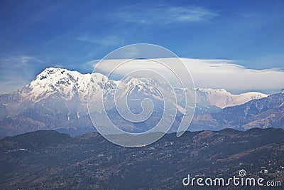 Dhaulagiri-Annapurna-Manaslu Himalayan Mountains Stock Photo