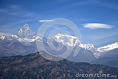 Dhaulagiri-Annapurna-Manaslu Himalayan Mountains Stock Photo