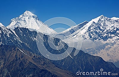 Dhaulagiri - mountain in Himalaya. 8,167 meters. Stock Photo