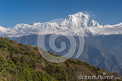 Dhaulagiri mountain peak view from Ghorepani village, ABC, Pokhara, Nepal Stock Photo