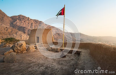 Dhayah Fort in north Ras Al Khaimah United Arab Emirates at sunset Stock Photo