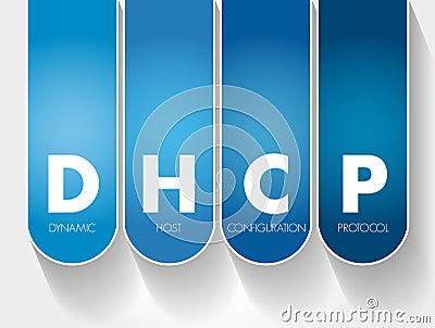 DHCP - Dynamic Host Configuration Protocol acronym, technology concept background Stock Photo