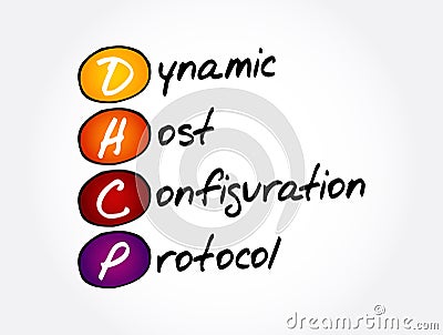 DHCP - Dynamic Host Configuration Protocol acronym, technology concept background Stock Photo