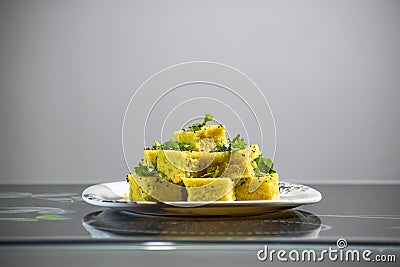 Dhokla Indian Home Recipe. Stock Photo