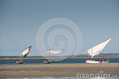 Dhows at the coast of Barra near Tofo Stock Photo