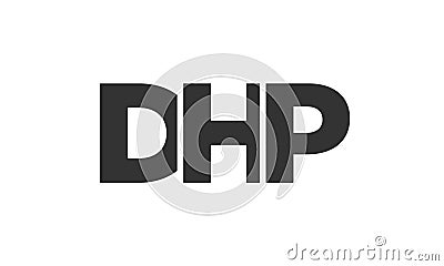DHP logo design template with strong and modern bold text. Initial based vector logotype featuring simple and minimal typography. Vector Illustration