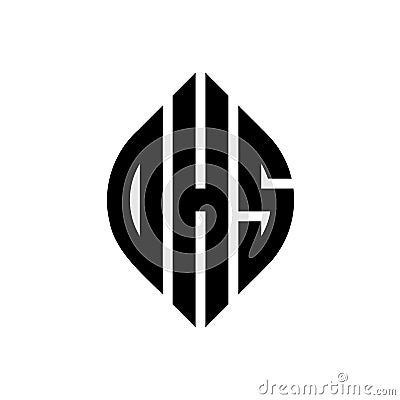 DHS circle letter logo design with circle and ellipse shape. DHS ellipse letters with typographic style. The three initials form a Vector Illustration