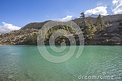 Dhumba Lake in Jomsom, Nepal. Annapurna circuit trek Stock Photo