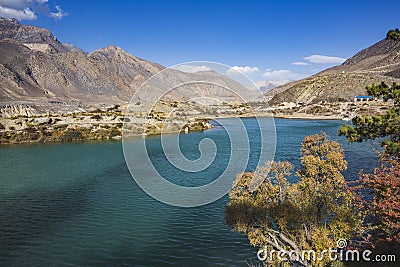 Dhumba Lake in Jomsom, Nepal. Annapurna circuit trek Stock Photo