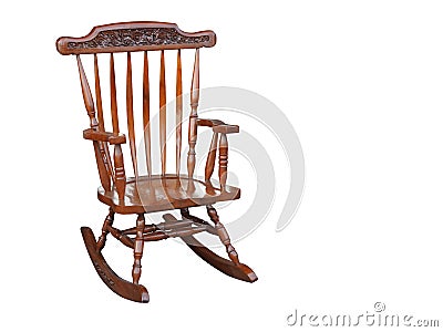 Di cut brown wooden rocking chair on white background, vintage,object,furniture background,copy space Stock Photo