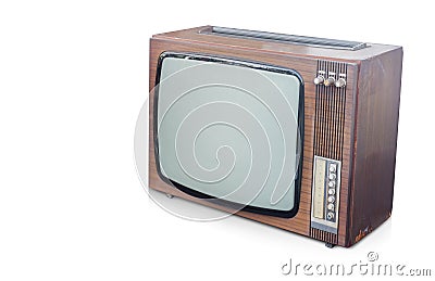 Di cut old wooden television on white background copy space Stock Photo