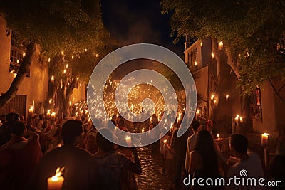 Dia de Las Velitas candlelight procession Stock Photo