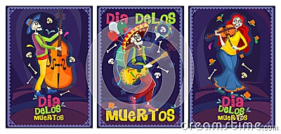 Dia de los muertos cards set Vector Illustration