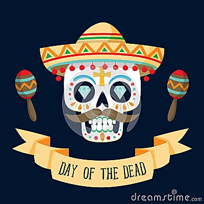 `Dia de los Muertos` day of the dead card Vector Illustration