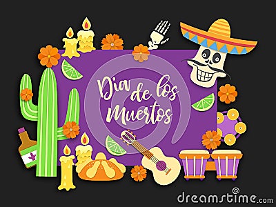 Dia de los muertos.Day of the Dead.Mexican feast of remembrance of the dead.National Latin carnival background.Vector Vector Illustration