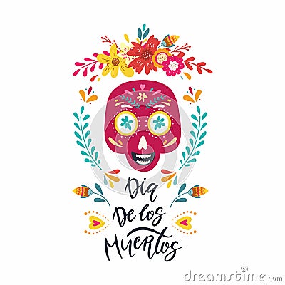 Dia de los muertos, Day of the dead, Mexican holiday banner, card Vector Illustration