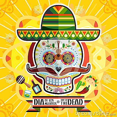 Dia De Los Muertos Day Of The Dead Skull Vector Illustration