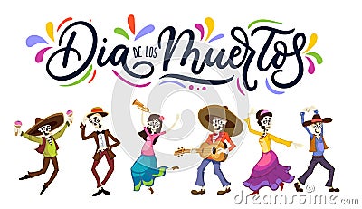 Dia de los Muertos greeting card for Day of the Dead. Greeting v Vector Illustration