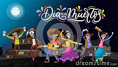 Dia de los Muertos greeting card for Day of the Dead. Greeting v Vector Illustration