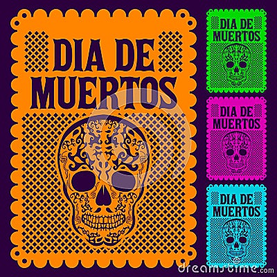 Dia de Muertos - Mexican Day of the death set Vector Illustration