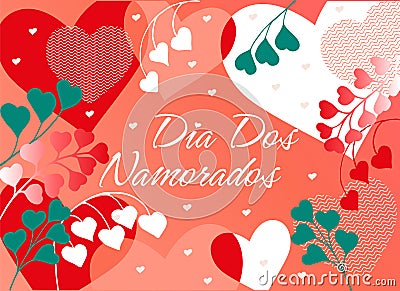 Dia Dos Namorados trendy color greeting cards Stock Photo