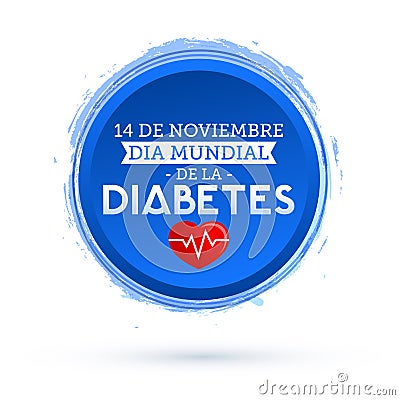 Dia mundial de la Diabetes, World Diabetes Day 14 november spanish text Vector Illustration