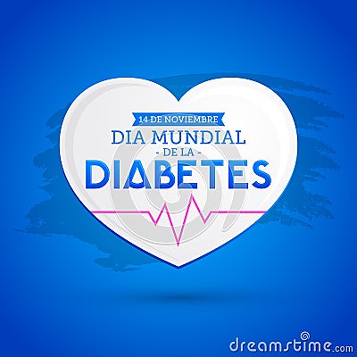 Dia mundial de la Diabetes, World Diabetes Day 14 november spanish text Vector Illustration