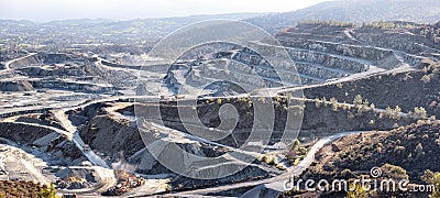 Diabase dolerite stone quarry. Industrial landscape at Parekklisia, Cyprus Stock Photo