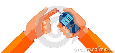 Diabetes, blood glucose test. Medicine, health concept. Cartoon vector illustration Vector Illustration