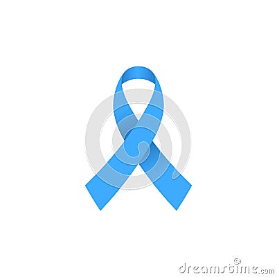 Diabetes blue awareness ribbon. Vector Illustration