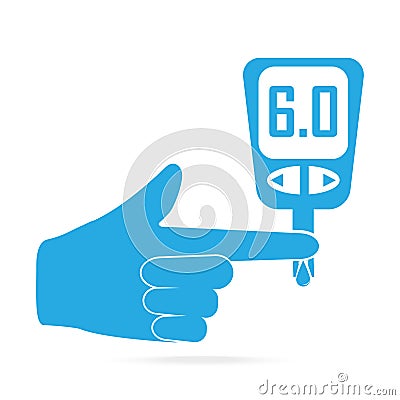 Diabetes blue icon, blood drop to glucose test. Medical sign Vector Illustration