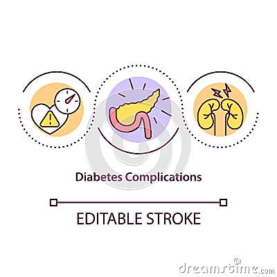 Diabetes complications concept icon Vector Illustration