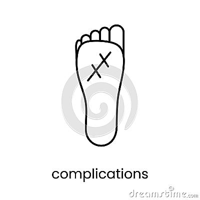 Diabetes complications on legs, foot line icon vector for educational materials about diabetes Vector Illustration